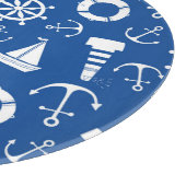 Blaues Seemuster Schneidebrett (Ecke)