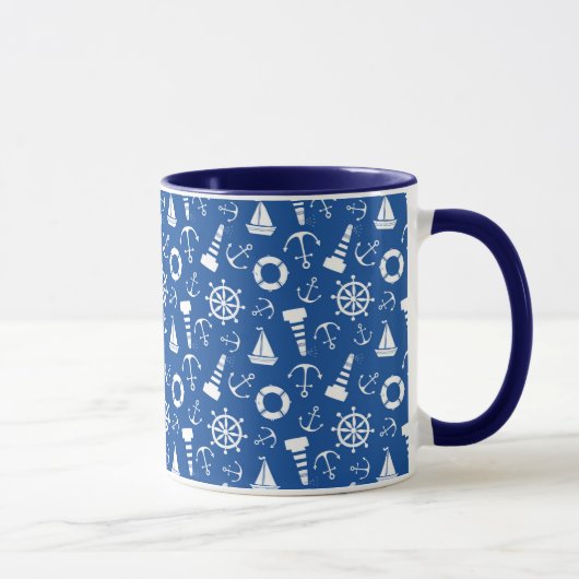 Blaues Seemuster Tasse (Rechts)