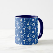 Blaues Seemuster Tasse (VorderseiteRechts)