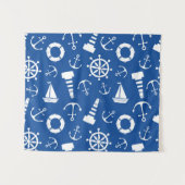 Blaues Seemuster Wandteppich (Vorderseite (Horizontal))