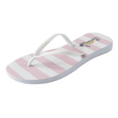 Blaues Seepferd auf schwarzen Streifen Flip Flops Badesandalen (Schrägansicht)