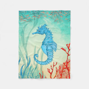 Blaues Seepferd Fleecedecke