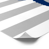Blaues Seepferd Grau und Weiß Streifen Poster (Ecke)