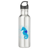 Blaues Seepferd im Hintergrund Edelstahlflasche (Vorderseite)