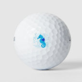 Blaues Seepferd im Hintergrund Golfball (Vorderseite)