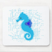Blaues Seepferd im Hintergrund Mousepad (Vorne)