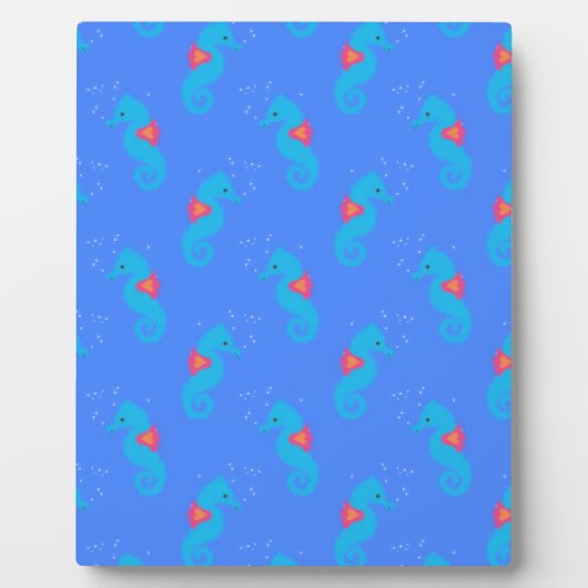 Blaues Seepferd-Muster Fotoplatte (Vorderseite)