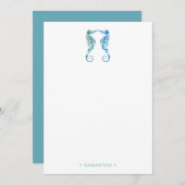 Blaues Seepferd Personalisiert Mitteilungskarte (Vorne/Hinten)