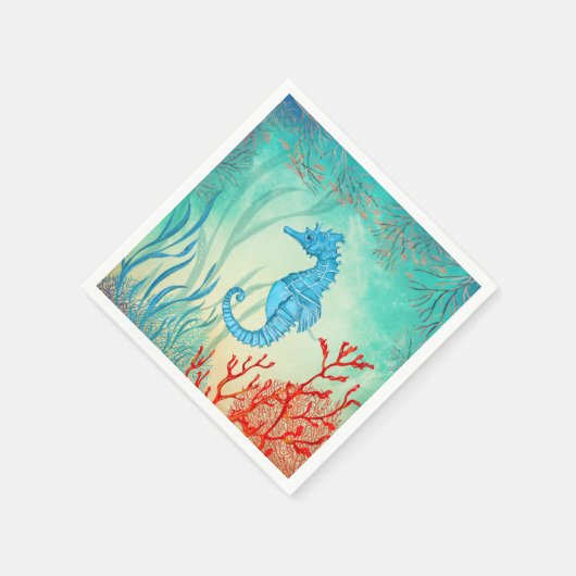 Blaues Seepferd Serviette (Ecke)