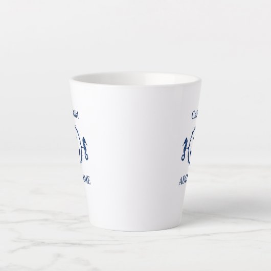 Blaues Seepferd und Ankername oder Schiff 2 Seite Milchtasse (Vorderseite)