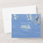 Blaues Seepferd zum Thema Hochzeit All In One Einladung (Rückseite)