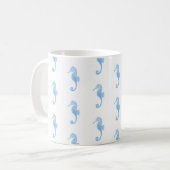 Blaues Seepferdchen-Küstenmuster-Tasse  Kaffeetasse (Vorderseite Links)
