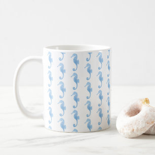 Blaues Seepferdchen-Küstenmuster-Tasse  Kaffeetasse