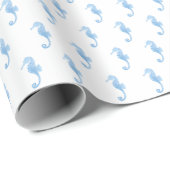 Blaues Seepferdchen-Küstenmuster-Wrap-Papier Geschenkpapier (Rolleneckpunkt)