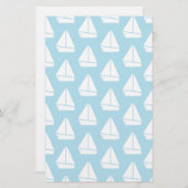 Blaues Segelboot-Muster Briefpapier (Vorne/Hinten)