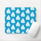 Blaues Segelboot-Muster Mousepad (Mit Mouse)