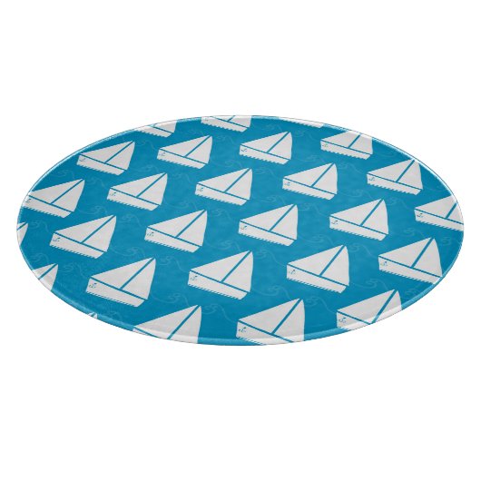 Blaues Segelboot-Muster Schneidebrett (Ecke)
