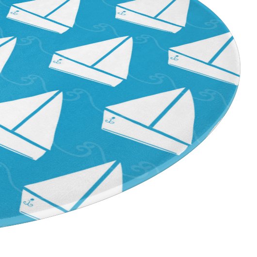 Blaues Segelboot-Muster Schneidebrett (Ecke)