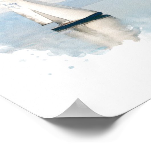 Blaues Segelboot Poster (Ecke)