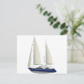 blaues Segelboot Postkarte (Stehend Vorderseite)