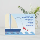 Blaues Segelboot, Seethema Einladung (Stehend Vorderseite)