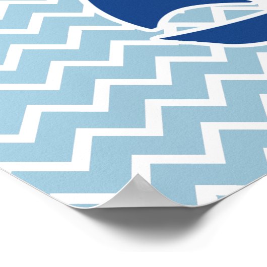 Blaues Segelboot und Zickzack Personalisiertes Poster (Ecke)