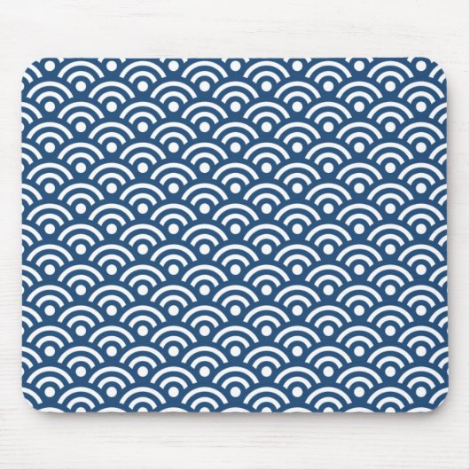 Blaues Seigaiha Mitternachtsmuster Mousepad (Vorne)