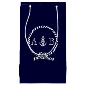 Blaues Seil und Ankermonogramm Kleine Geschenktüte (Vorderseite)