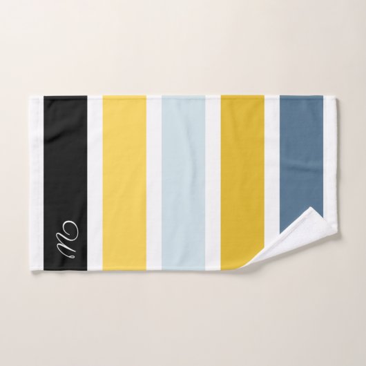 Blaues Senf Badhandtuch Set (Handtuch)