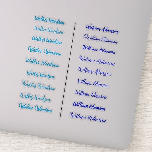 (Blaues Set von 18) Transparente einfache Namensau Aufkleber