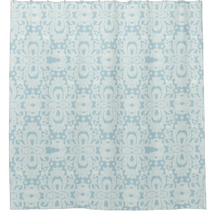 Blaues Shabby Chic Damask Brocade Muster Duschvorhang