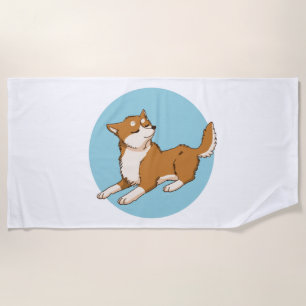Blaues shiba-Design. Strandtuch