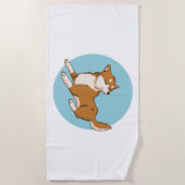 Blaues shiba-Design. Strandtuch (Vorderseite)