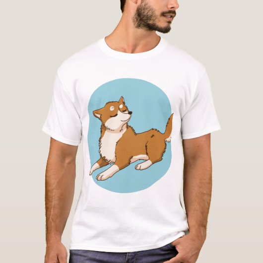 Blaues shiba-Design. T-Shirt (Vorderseite)