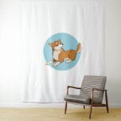 Blaues shiba-Design. Wandteppich (Beispiel)
