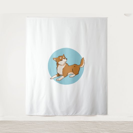 Blaues shiba-Design. Wandteppich (Vorderseite)