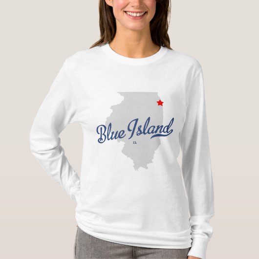 Blaues Shirt Insel-Illinois IL (Vorderseite)