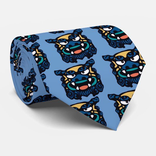 Blaues Shisa Krawatte (Gerollt)