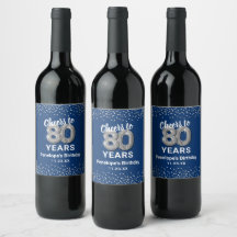 Blaues Silber 80. Geburtstagsweinlabel