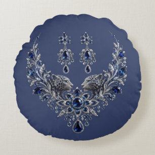 Blaues Silber-Tiger-Kristall-Schmuckset Rundes Kissen