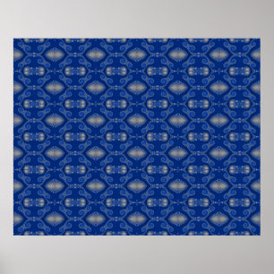 Blaues Silbermosaik-Poster Poster