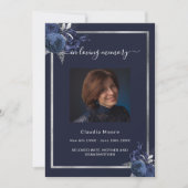 Blaues silbernes Foto Feier zur Beerdigung des Leb Einladung (Vorderseite)