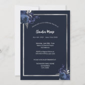 Blaues silbernes Foto Feier zur Beerdigung des Leb Einladung (Rückseite)