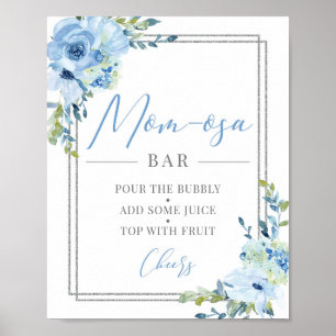 Blaues, silbernes geometrisches Bar Poster