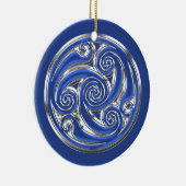Blaues silbernes Triskel Keramik Ornament (Rechts)