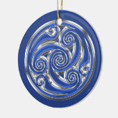 Blaues silbernes Triskel Keramik Ornament (Links)