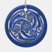 Blaues silbernes Triskel Keramik Ornament (Hinten)