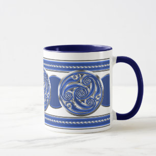 Blaues silbernes Triskel Tasse
