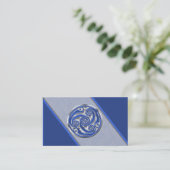 Blaues silbernes Triskel Visitenkarte (Stehend Vorderseite)