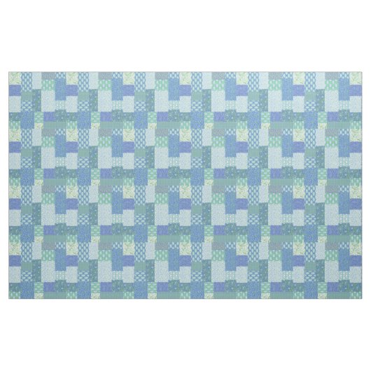 Blaues Singrün BlumenBoho Imitat-Patchwork-Muster Stoff (Yard (91,4 cm))